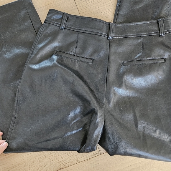 Babaton Midnight Black Faux Leather Cropped Pants - Picture 4 of 5